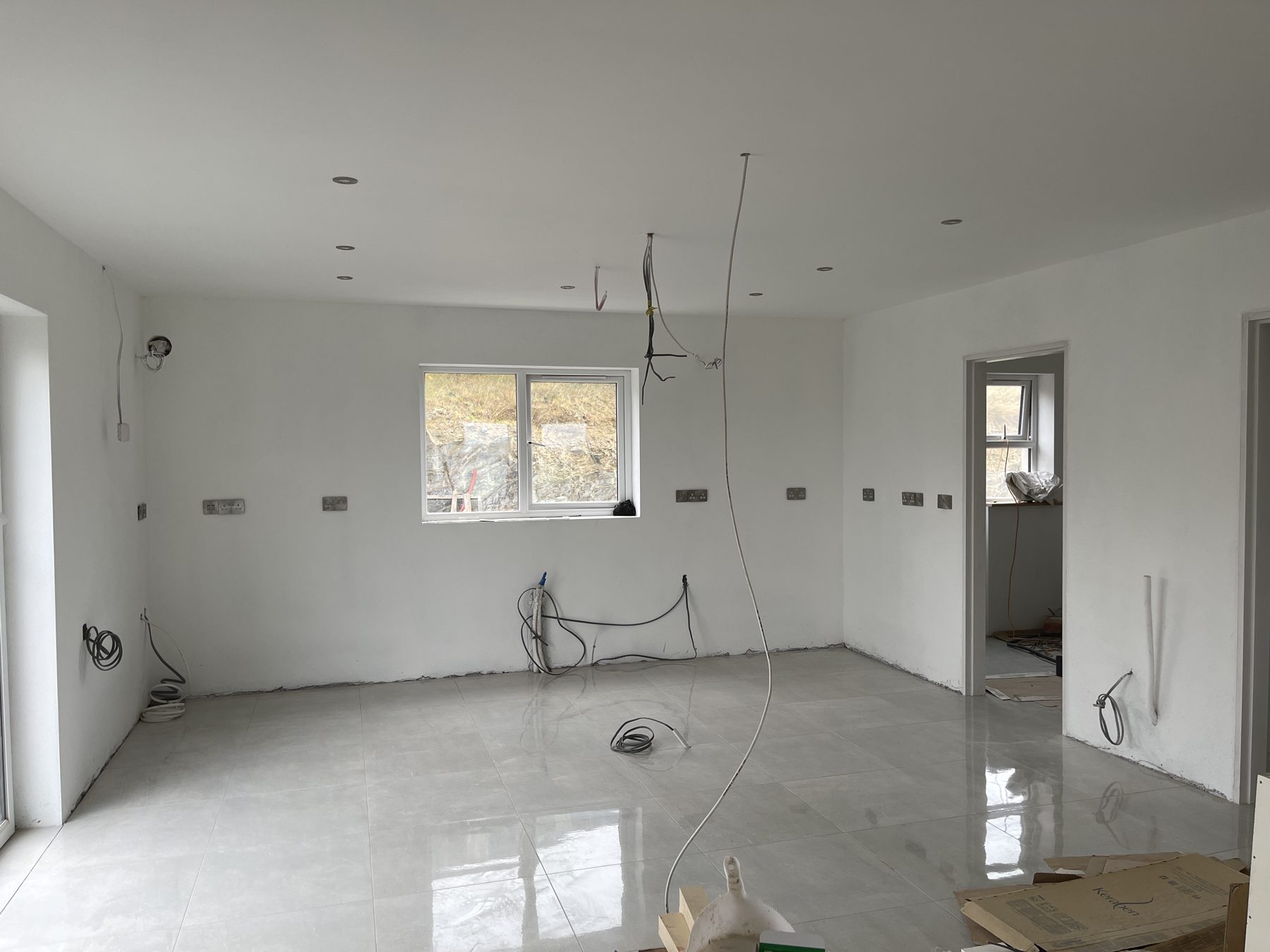 White shaker kitchen with a blue island (before) - fitted by Kitchen Hero
