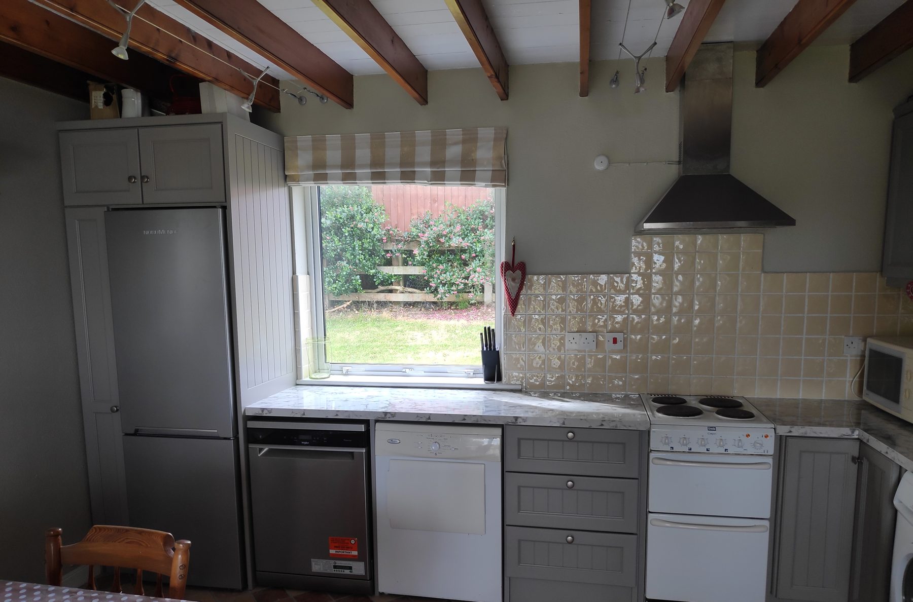 Grey kitchen under the beams (finished) - fitted by Kitchen Hero