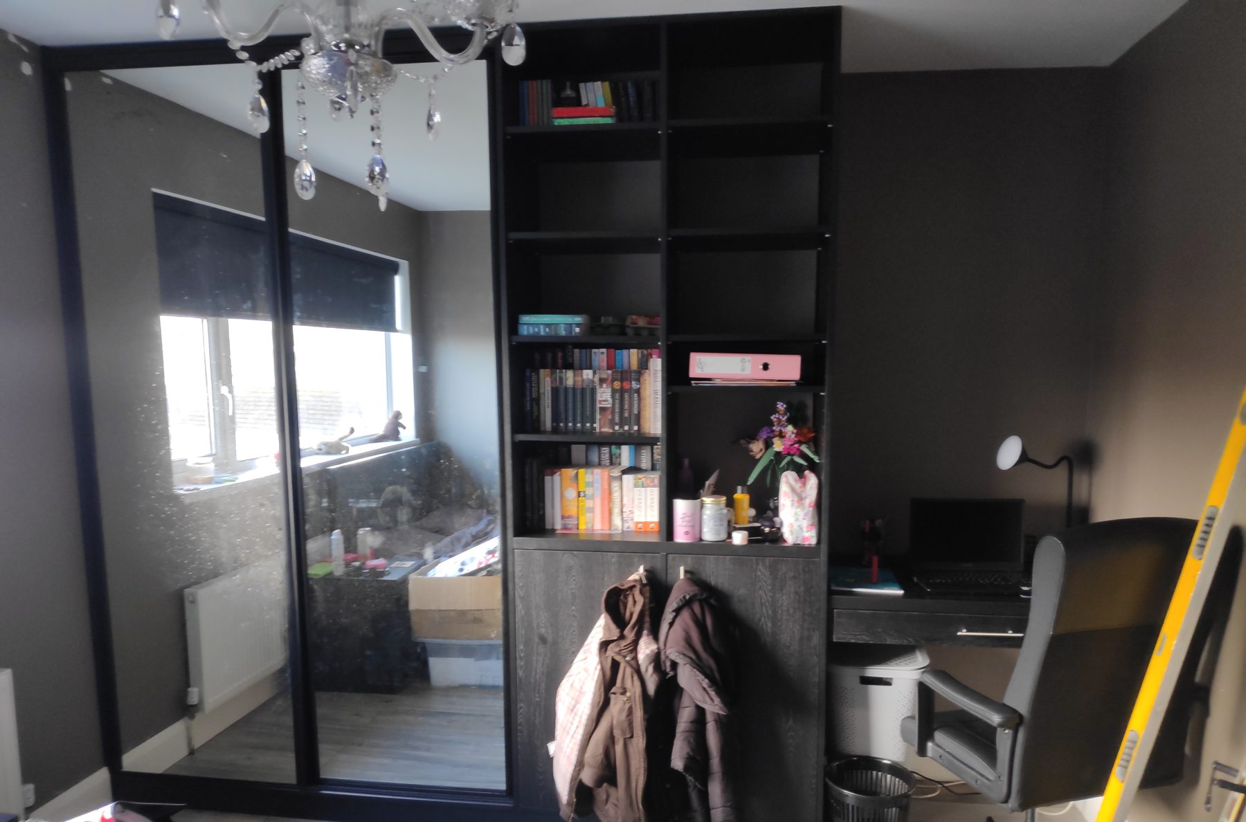 Mirror wardrobe and bookcase (finished) - fitted by Kitchen Hero