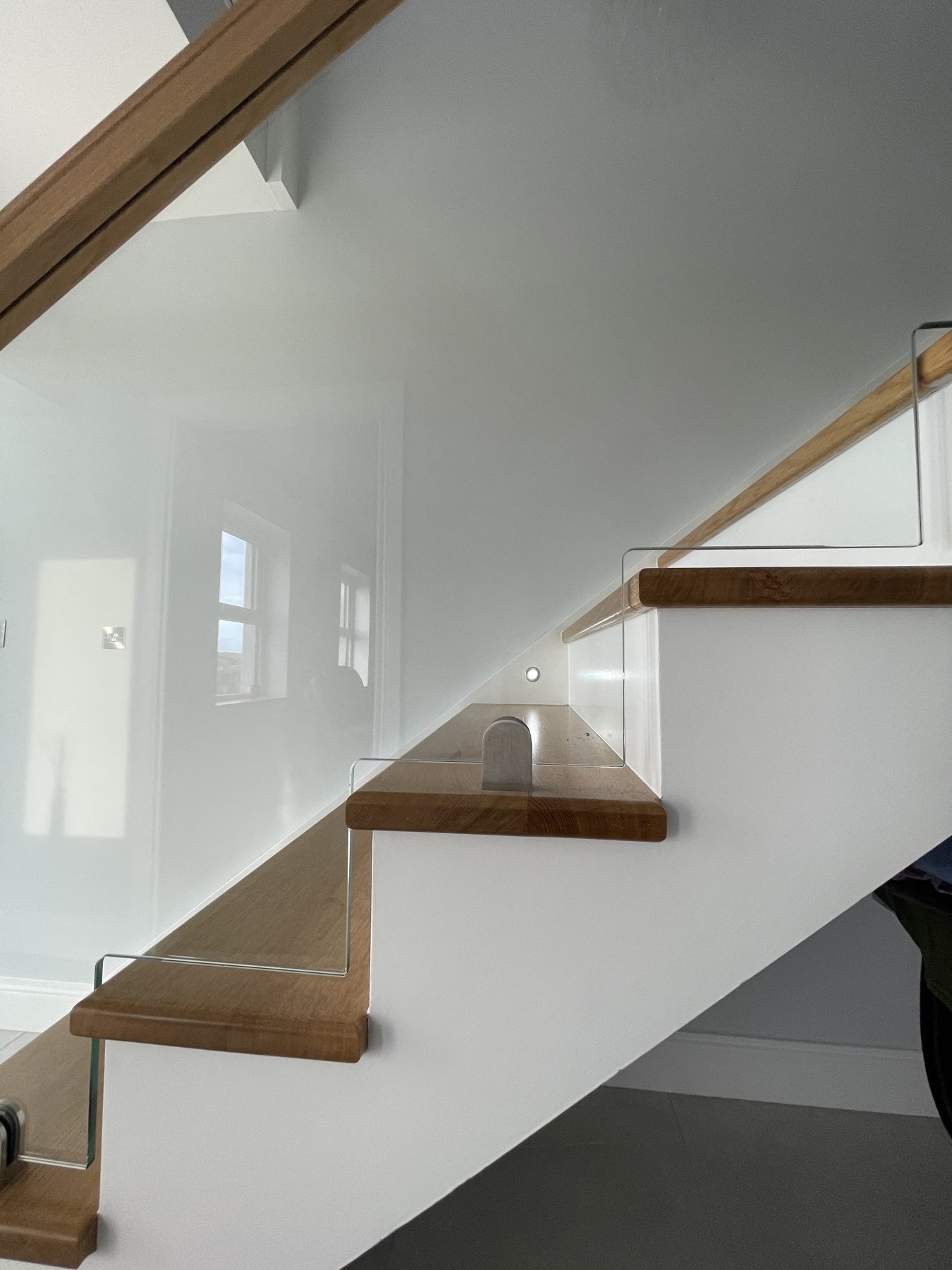 Oak and glass staircase Oak and glass staircase (finished) - fitted by Kitchen Hero