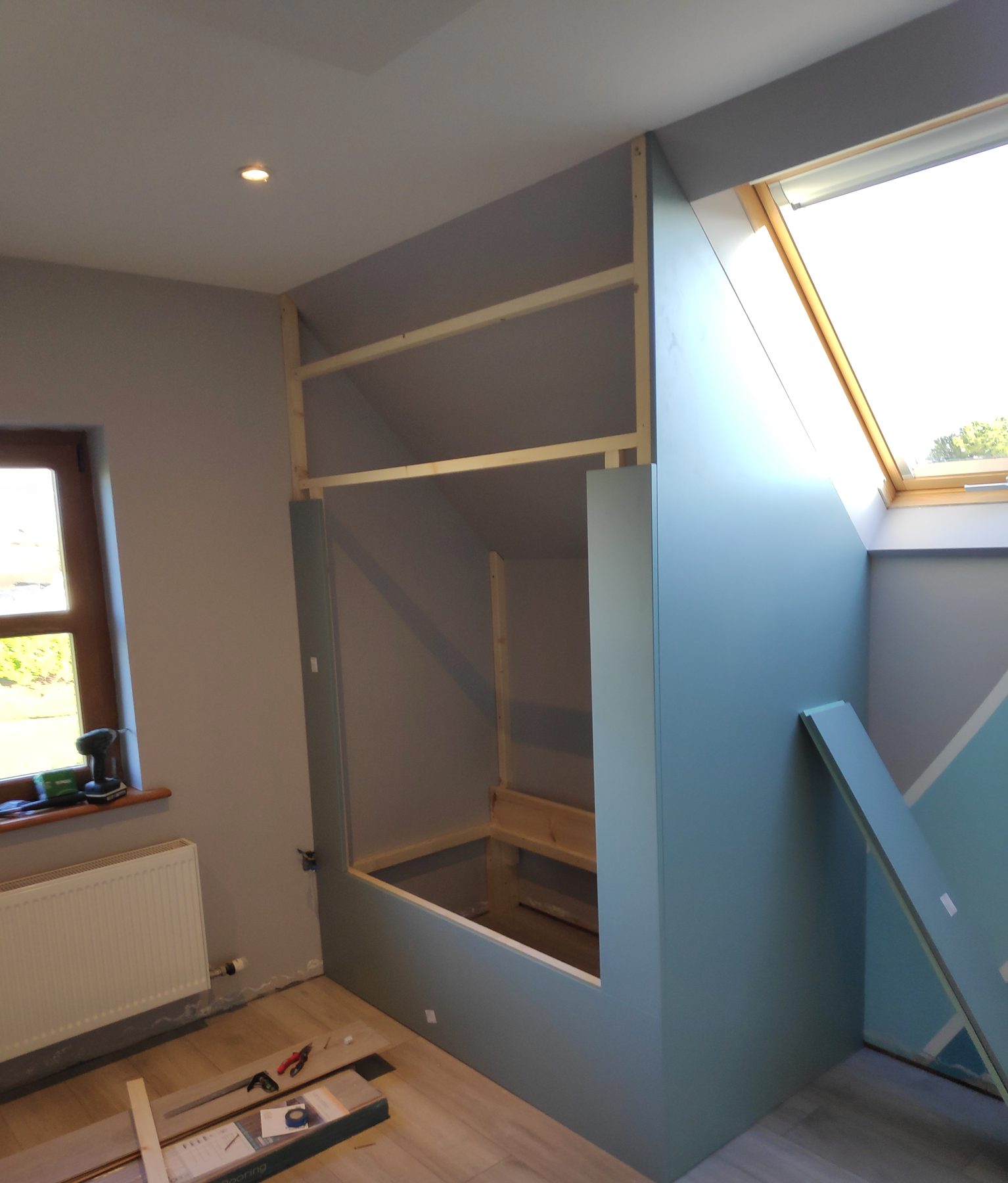 Stairwell boxing in an attic room (before) - fitted by Kitchen Hero