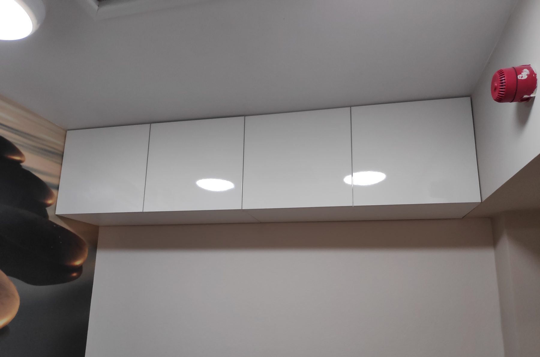 White gloss overhead cabinets (finished) - fitted by Kitchen Hero